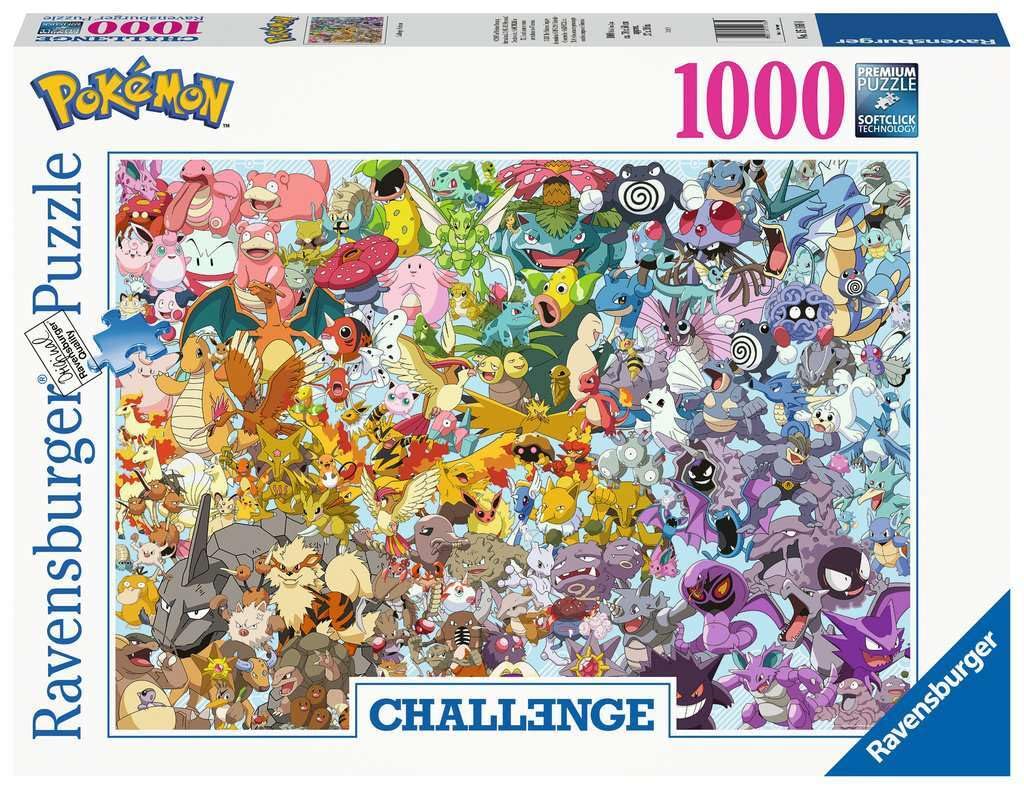 Ravensburger Pokémon 1000-piece puzzle showing a challenging color-focused layout for fans