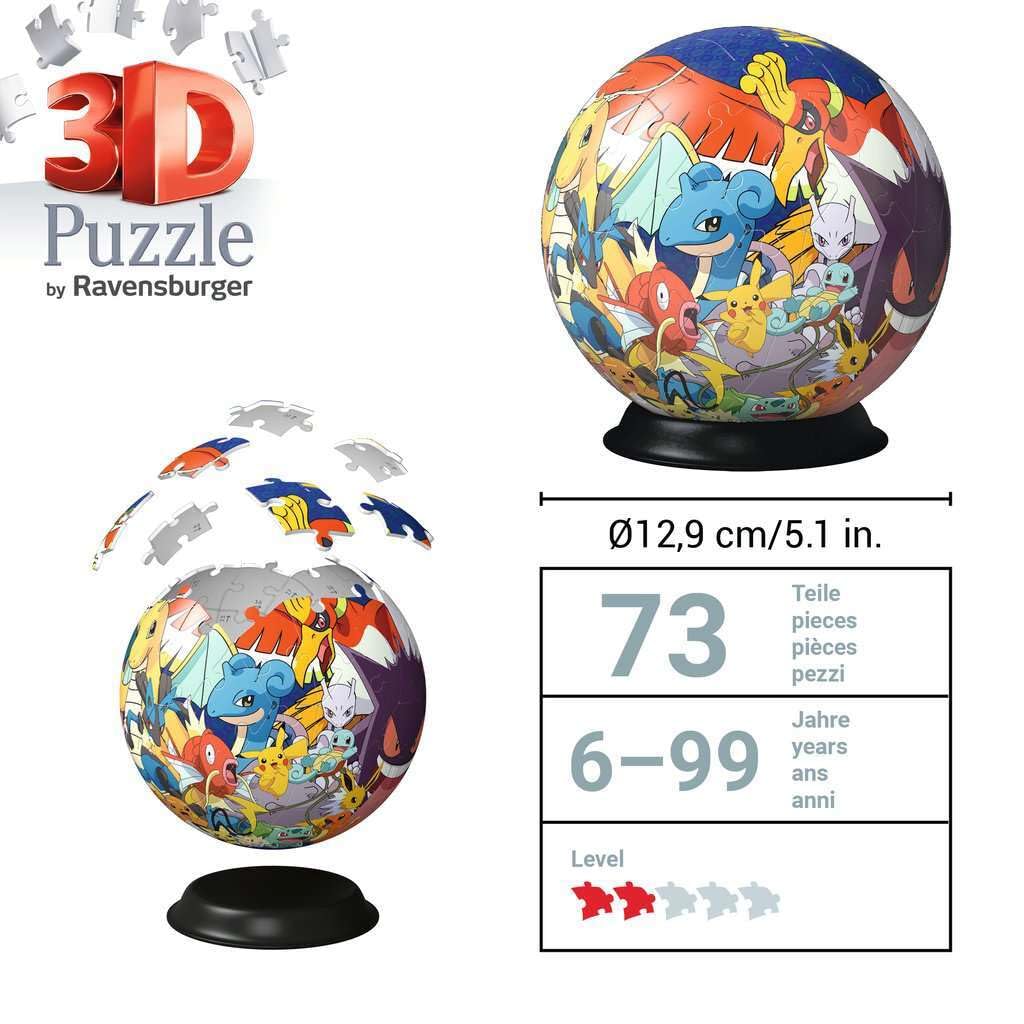 No glue required Ravensburger Pokemon 3D Ball for easy assembly.