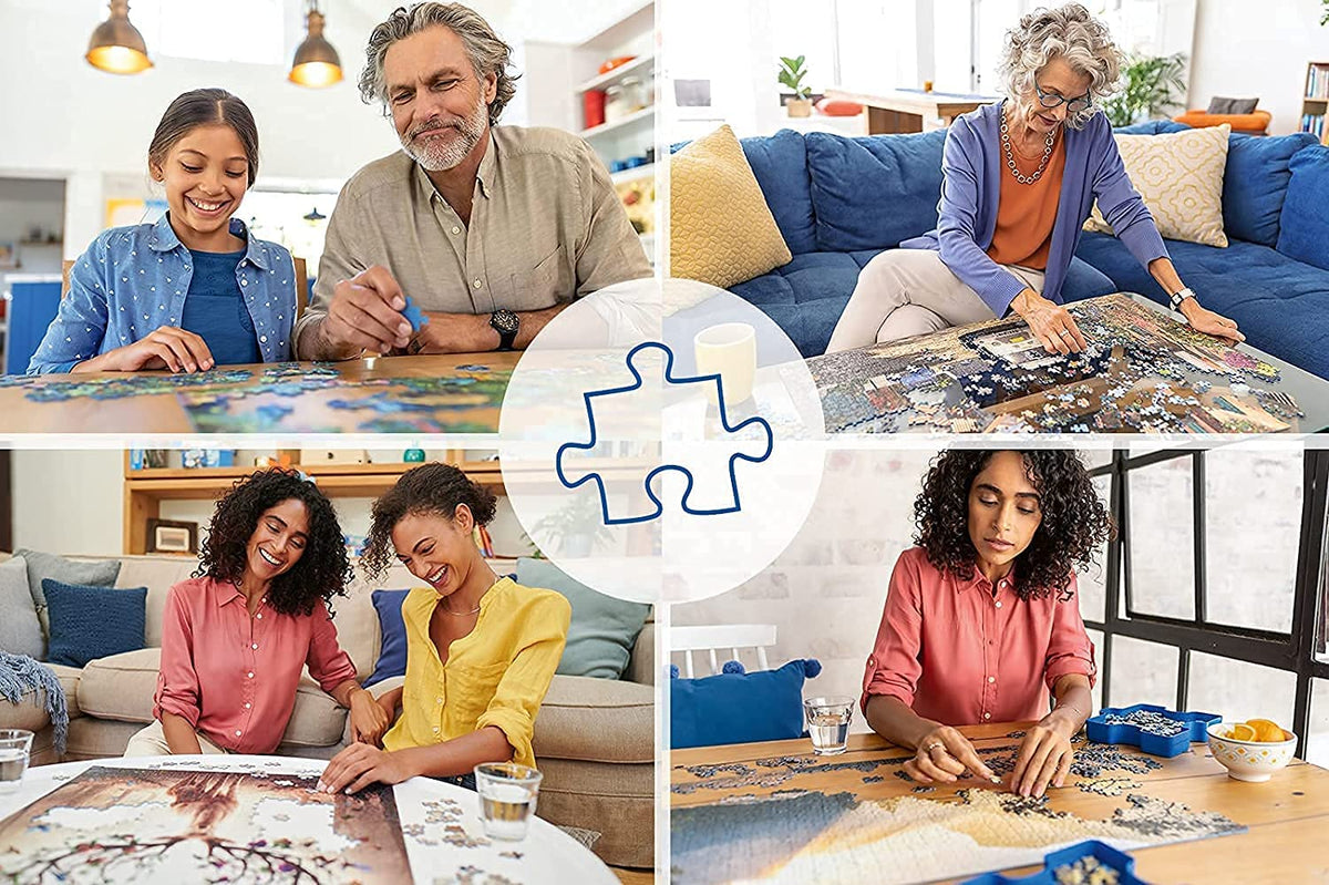 Ravensburger premium matte finish reduces glare for comfortable puzzling experiences.