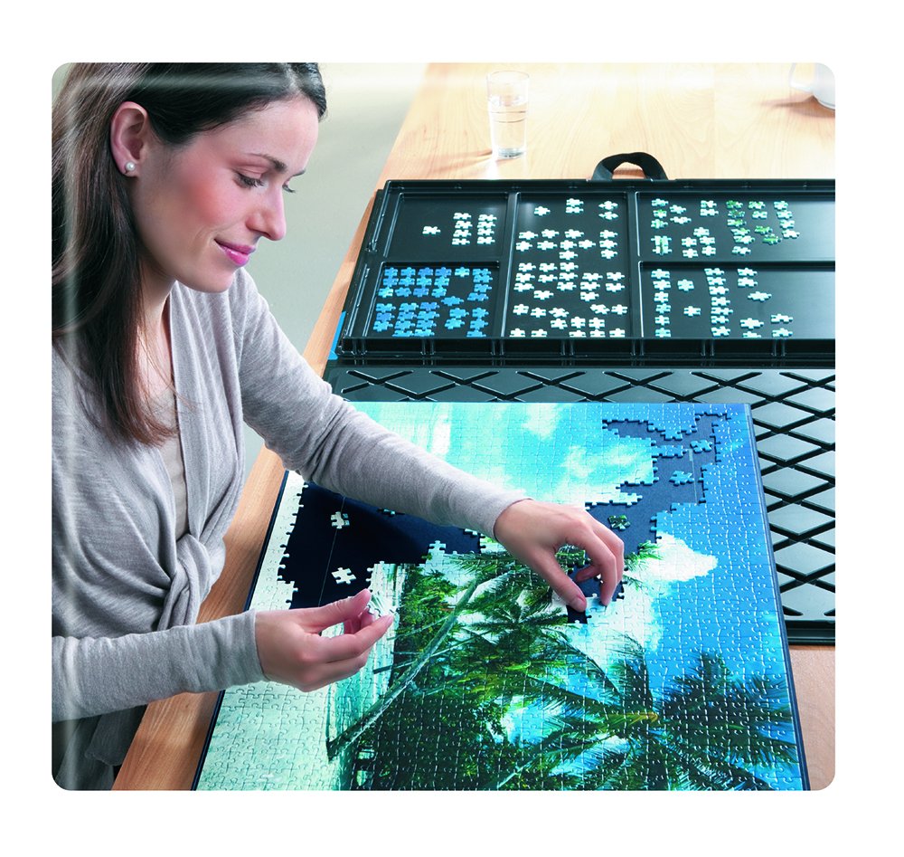 Ravensburger Puzzle-Store sturdy carrying case with five compartments keeps pieces organized.