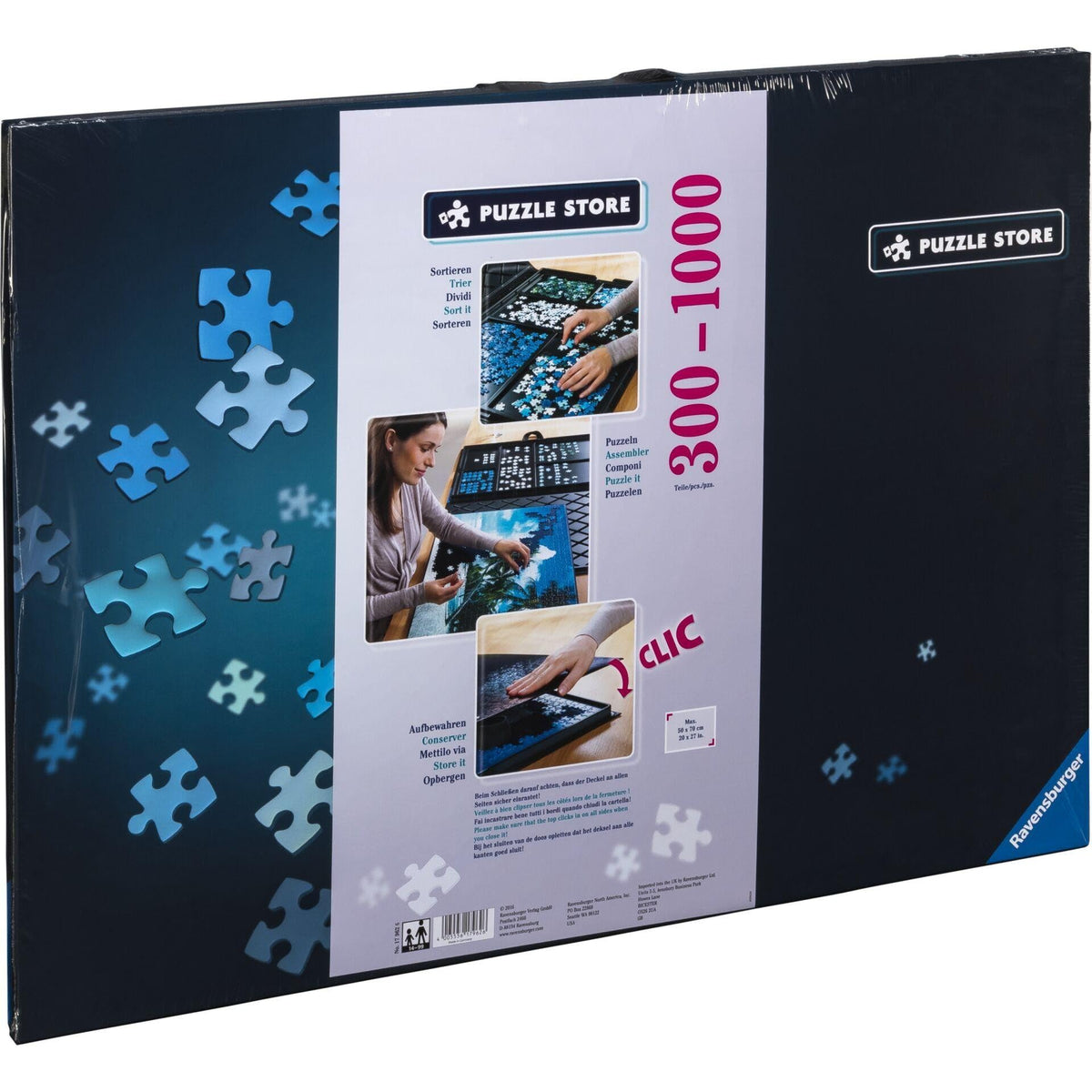 Ravensburger Puzzle-Store snap-tight closure for secure, travel-friendly puzzle storage.