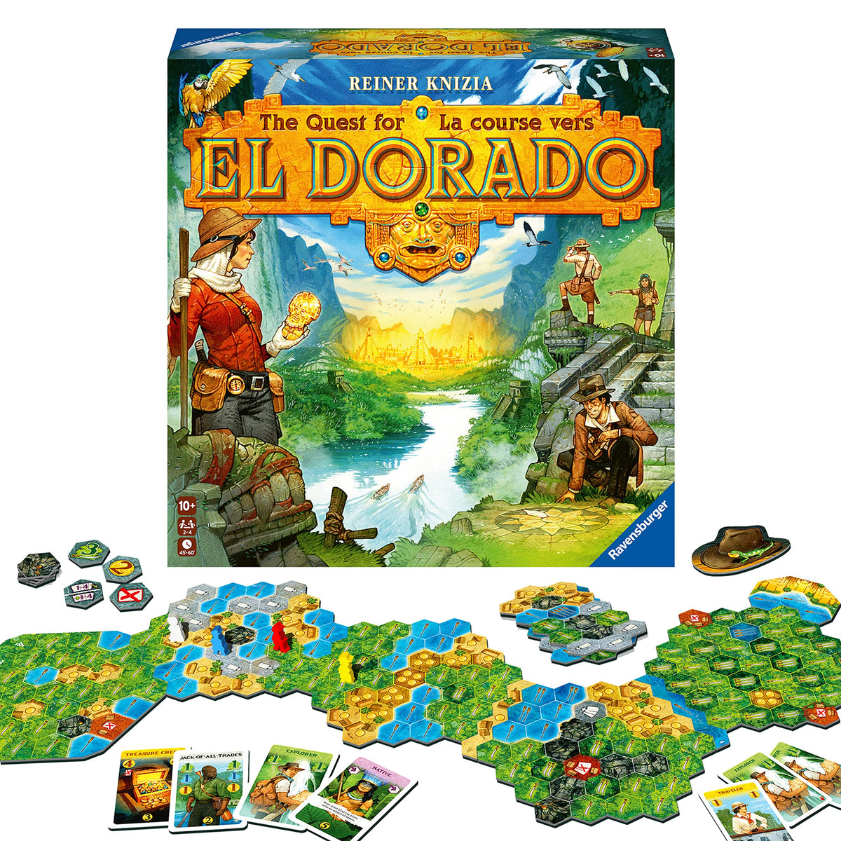 Ravensburger The Quest for El Dorado board with dynamic terrain tiles for endless routes.
