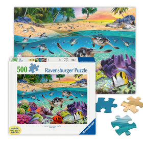 Ravensburger Race of the Baby Sea Turtles beach scene puzzle for family bonding and calm evenings