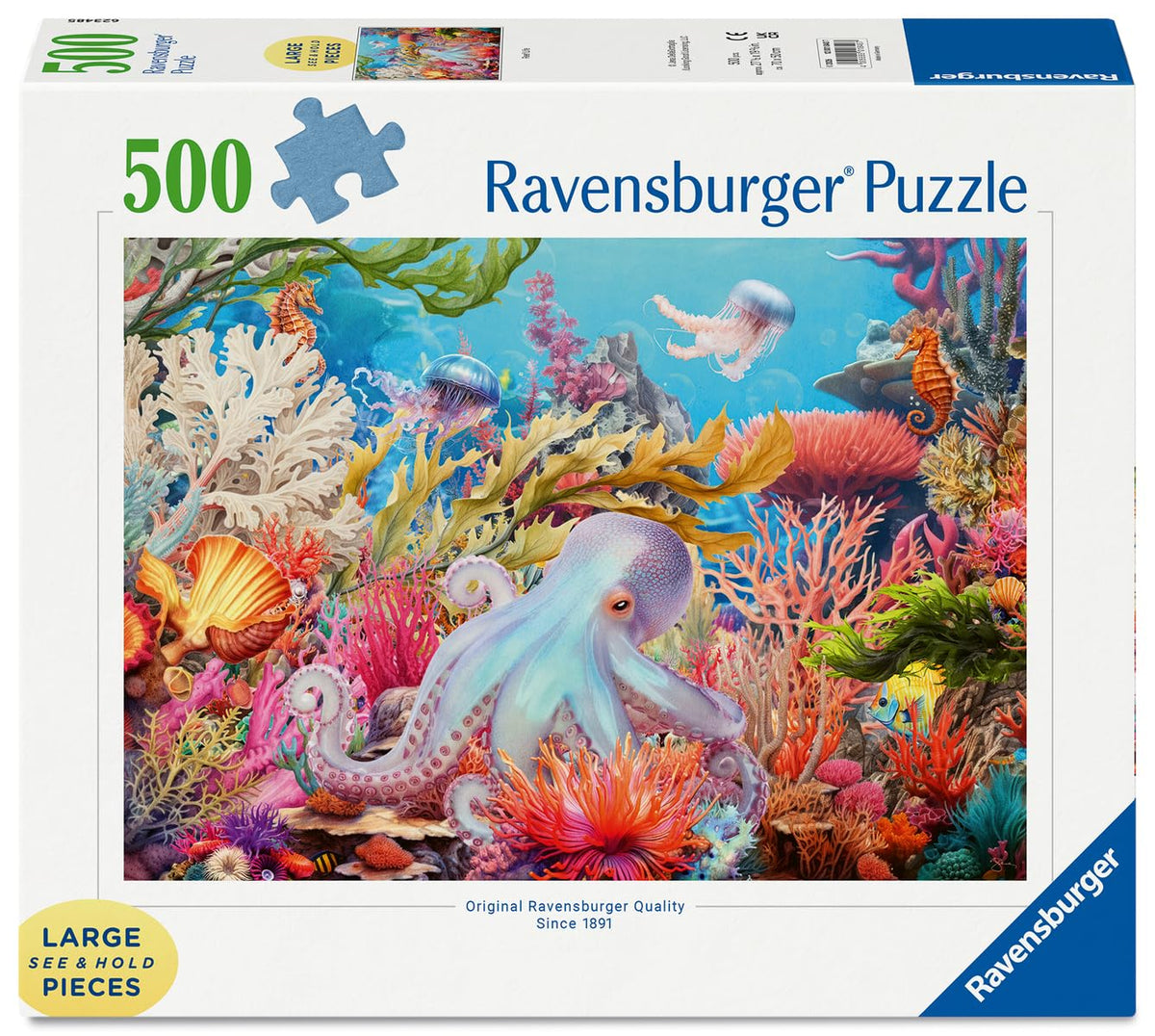 Ravensburger Reef Life jellyfish close-up highlighting bright colors