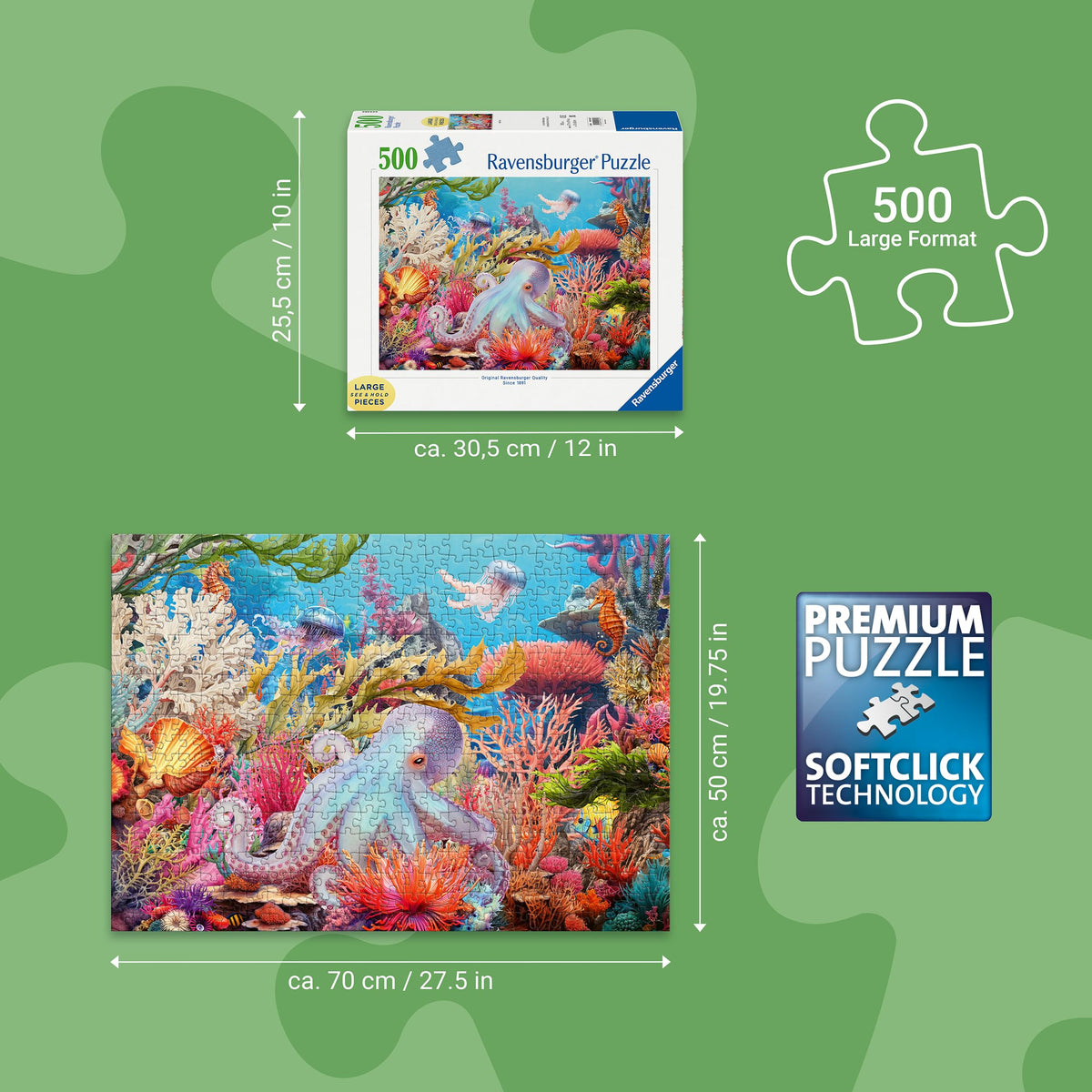 Ravensburger Reef Life octopus detail emphasizing intricate texture