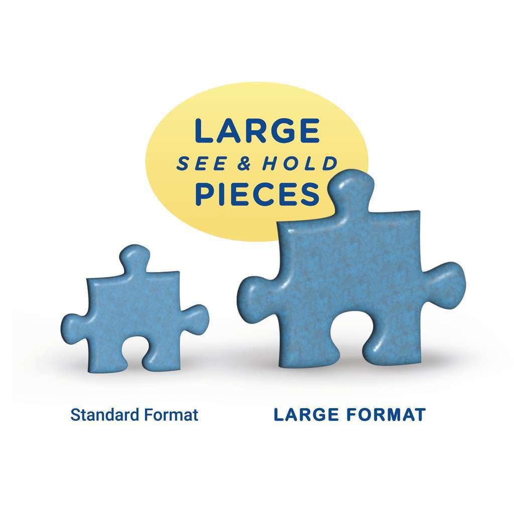 Ravensburger Rig Views premium materials with linen texture; reduces glare during puzzles