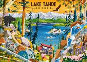 Ravensburger Sacred Lake Tahoe puzzle front cover, serene lake and mountains.