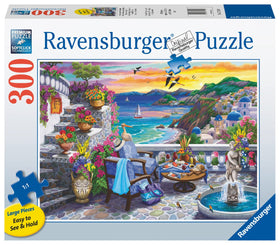 Ravensburger Santorini Sunset puzzle showing SoftClick fit for precise assembly.