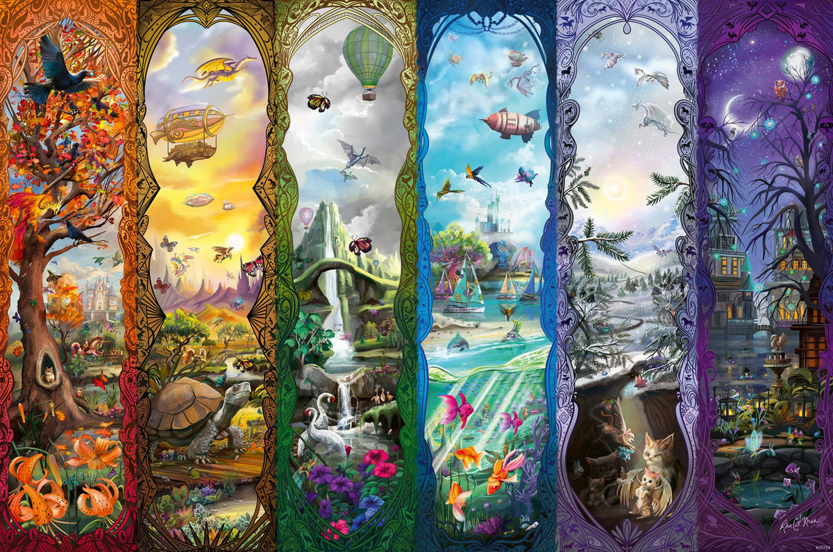 Ravensburger The Six Portals 7000-piece puzzle cover art inviting long puzzling sessions.