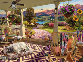 Ravensburger Cozy Front Porch puzzle showing Softclick interlocks for smooth assembly.