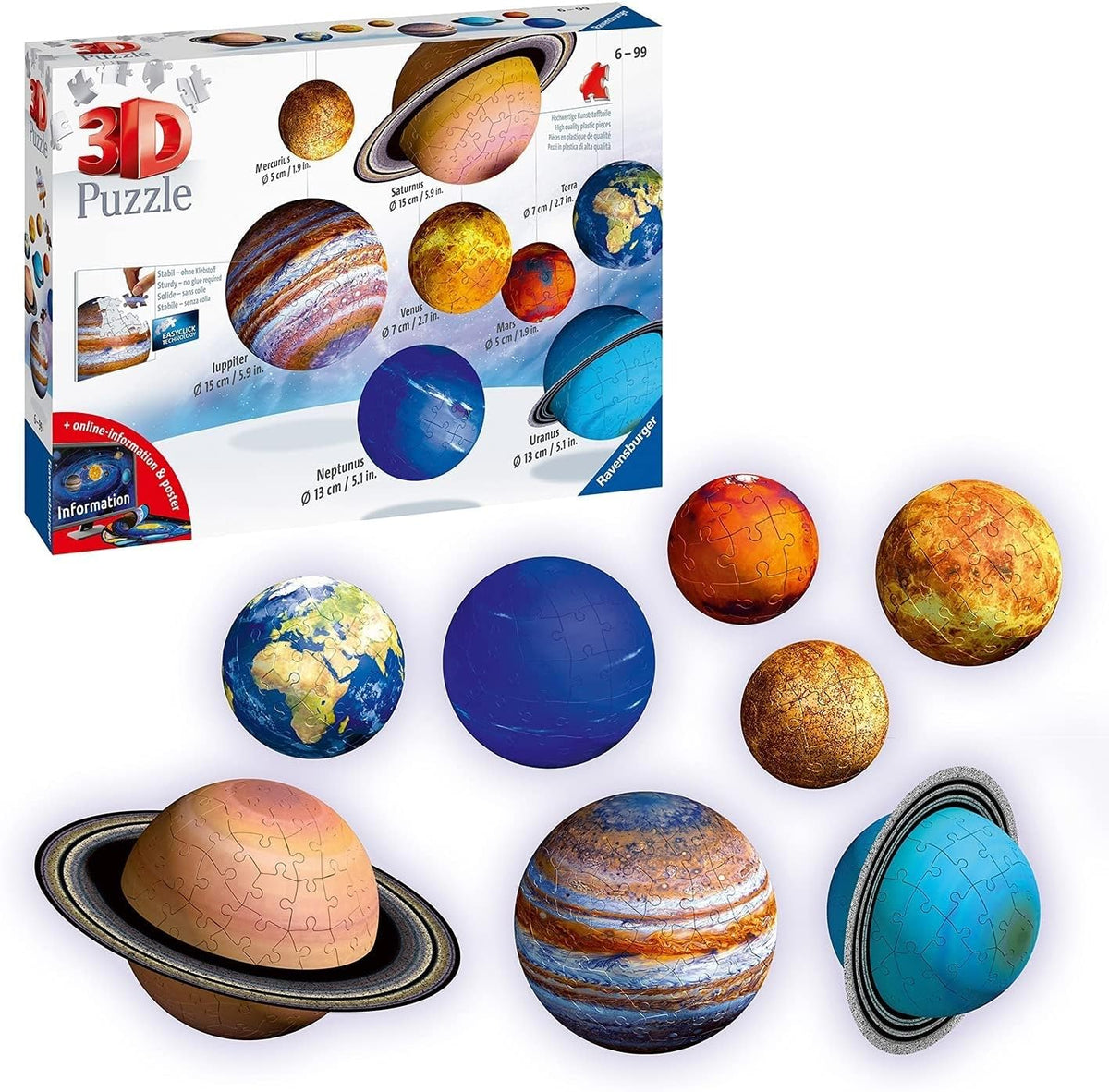 Ravensburger Solar System 540-piece puzzle laid out for a colorful space learning display