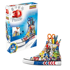 Ravensburger Sonic Sneaker 3D Puzzle ready to brighten any desk and serve as storage.