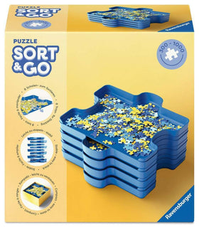 Ravensburger Sort & Go six-tray set for organized puzzle piece sorting and quick viewing.