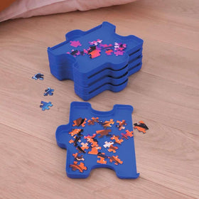 Ravensburger Sort & Go trays stacked neatly for compact storage and travel-friendly sessions.