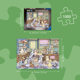 Hands assembling Ravensburger Stanley's Stick Emporium puzzle showing soft-click pieces