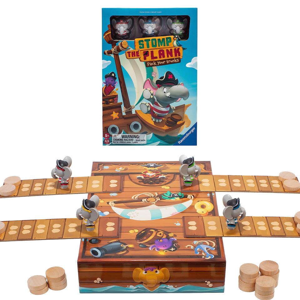 Ravensburger Stomp The Plank box cover, inviting family game night and adventurous imagination.