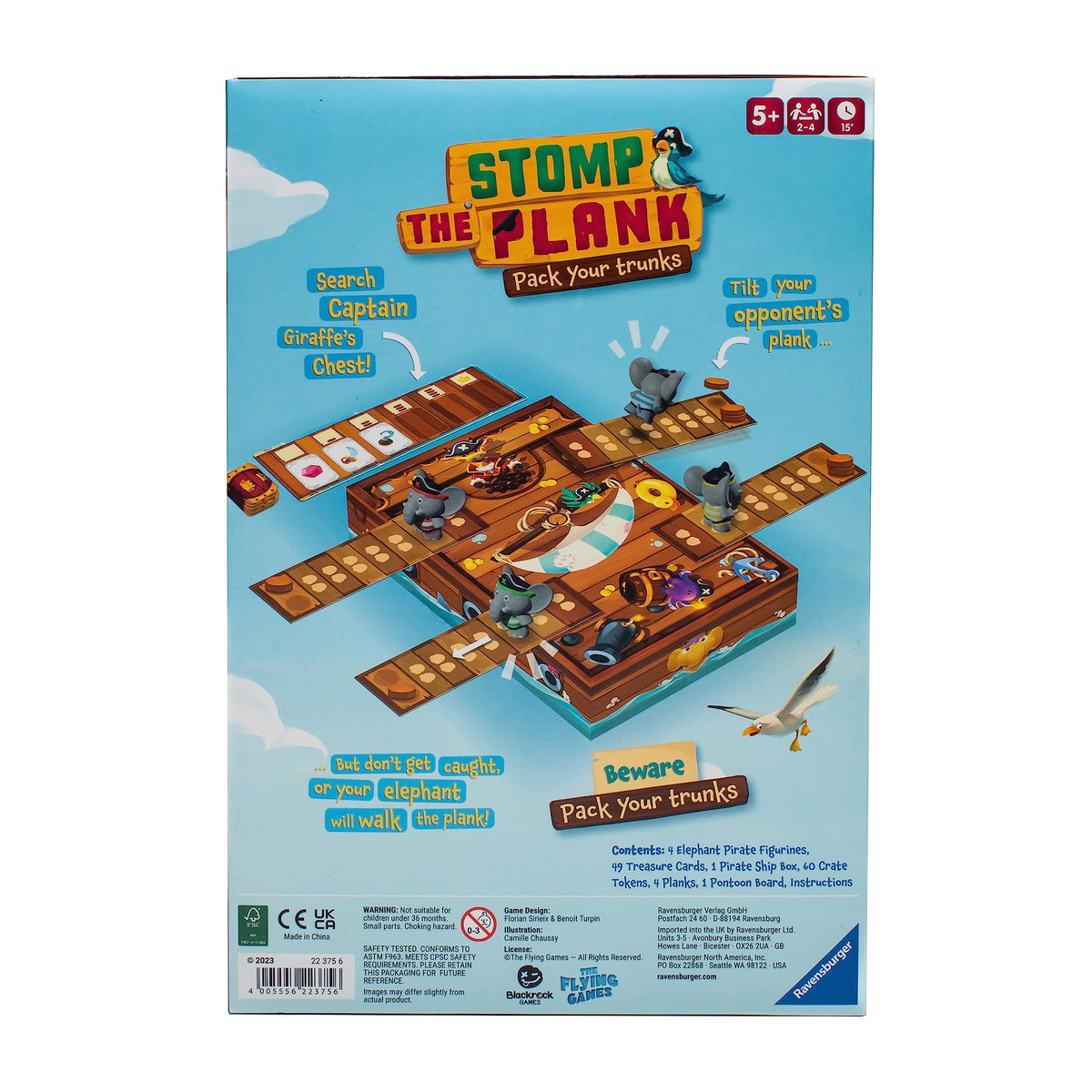 Ravensburger Stomp The Plank wooden tokens: tactile pieces for playful competition and scoring.