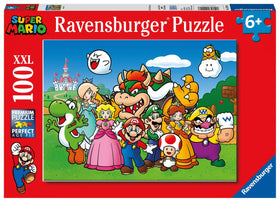 Ravensburger Super Mario 100-piece XXL puzzle front view enhances focus and family playtime.