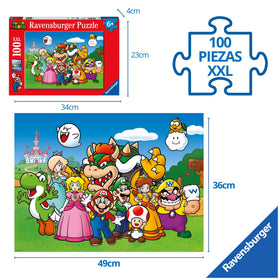 Ravensburger Super Mario 100-piece XXL puzzle kid-friendly design supports early puzzle skills.