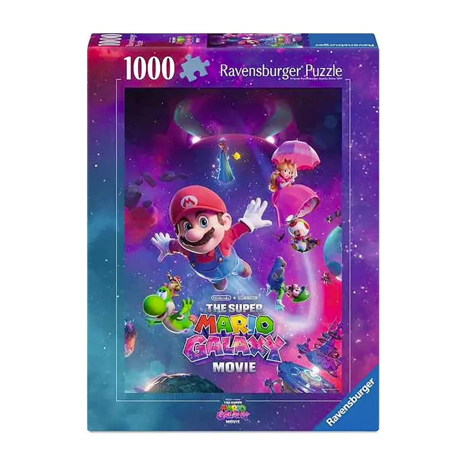 Ravensburger Super Mario Galaxy 1000-piece puzzle for adults, featuring a vibrant movie-inspired scene.