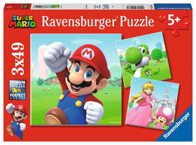 Ravensburger Super Mario puzzles pack 3 – three 49-piece sets for ages 5+.