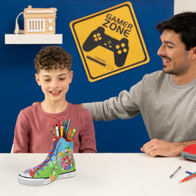 Ravensburger Super Mario Sneaker assembly highlights quick, secure click-together construction.