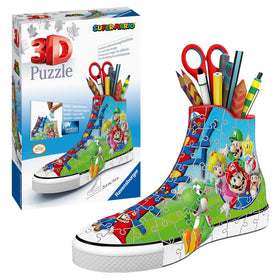 Ravensburger Super Mario Sneaker pieces align to form a full-size display.