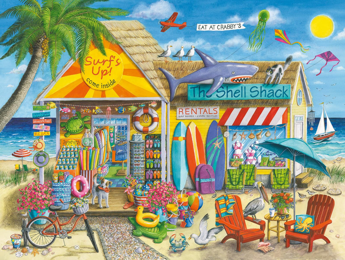 Ravensburger Surf's Up puzzle beach scene for mindful weekend relaxation.