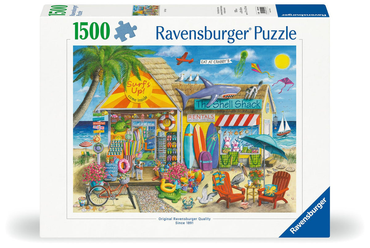 Ravensburger Surf's Up Shell Shack close-up showcases bright colors and detail.