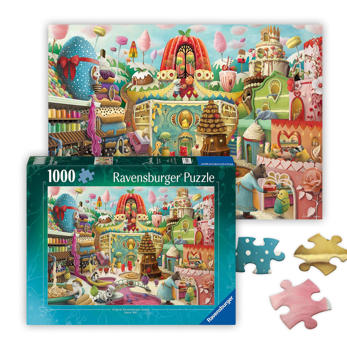 Ravensburger Sweet Street donut-houses; a candy-colored puzzle that offers a joyful challenge.