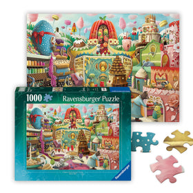 Ravensburger Sweet Street donut-houses; a candy-colored puzzle that offers a joyful challenge.