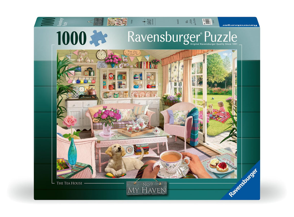Ravensburger Tea Shed lawn scene captures tea-time charm for a peaceful puzzle session