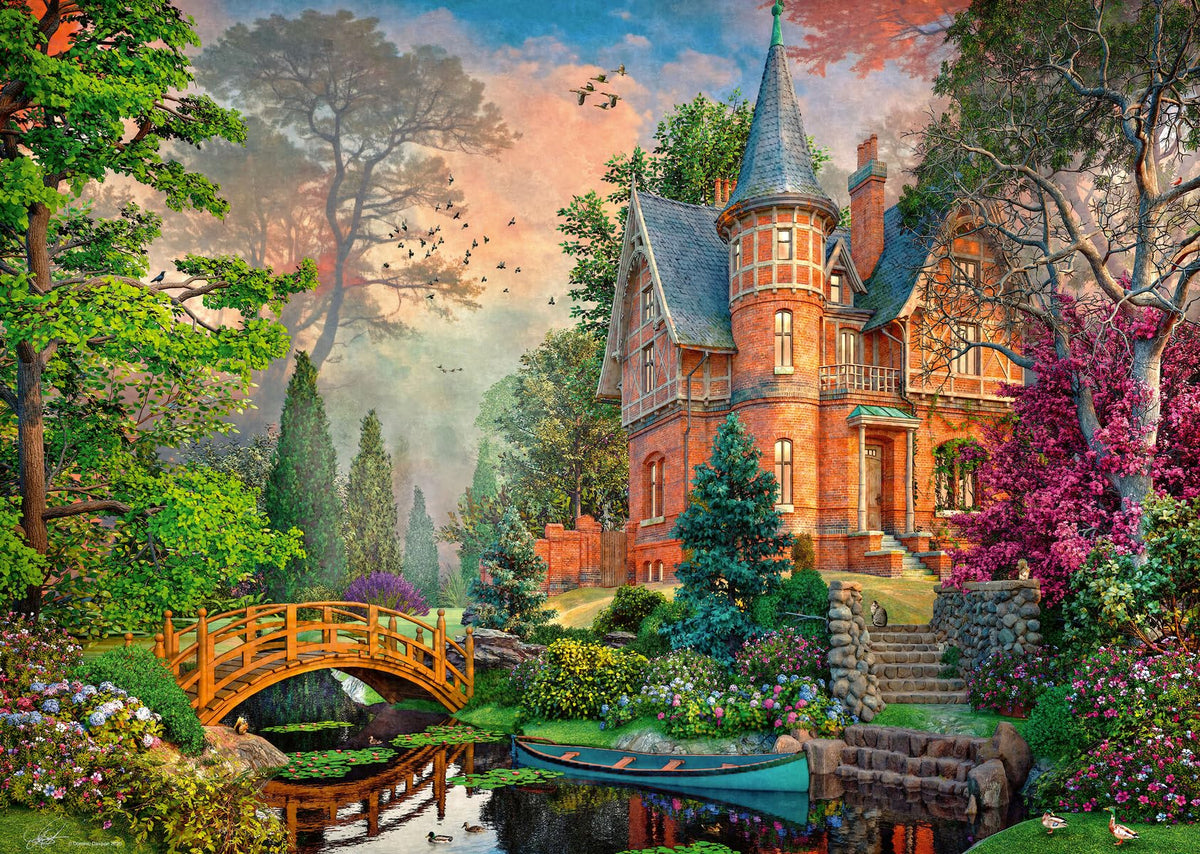 Ravensburger Terracotta Mansion puzzle cover highlighting sunlit estate charm.