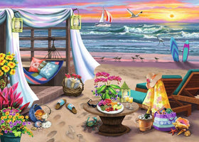 Ravensburger Cabana Retreat tropical-cabana-scene — vibrant blooms inspire a seaside escape.
