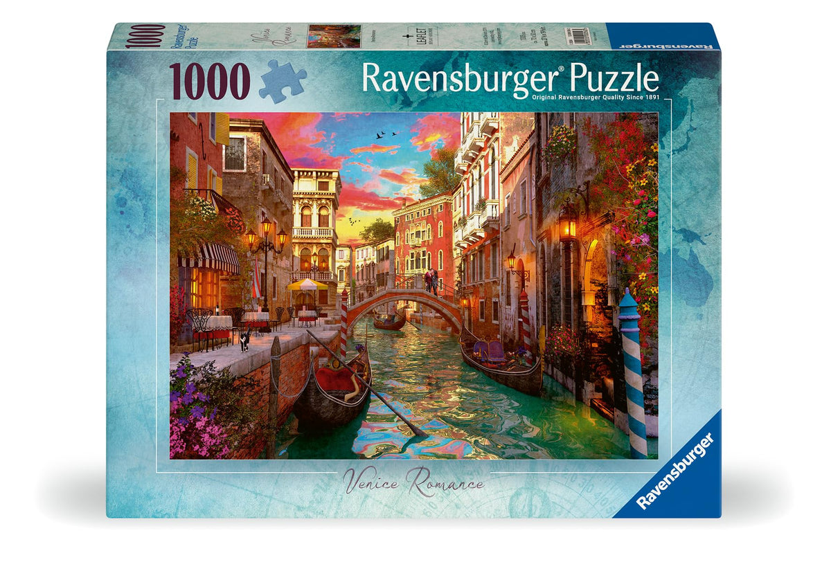 Ravensburger Venice Romance historic buildings glow, inviting immersive puzzle play and memory sharpening.