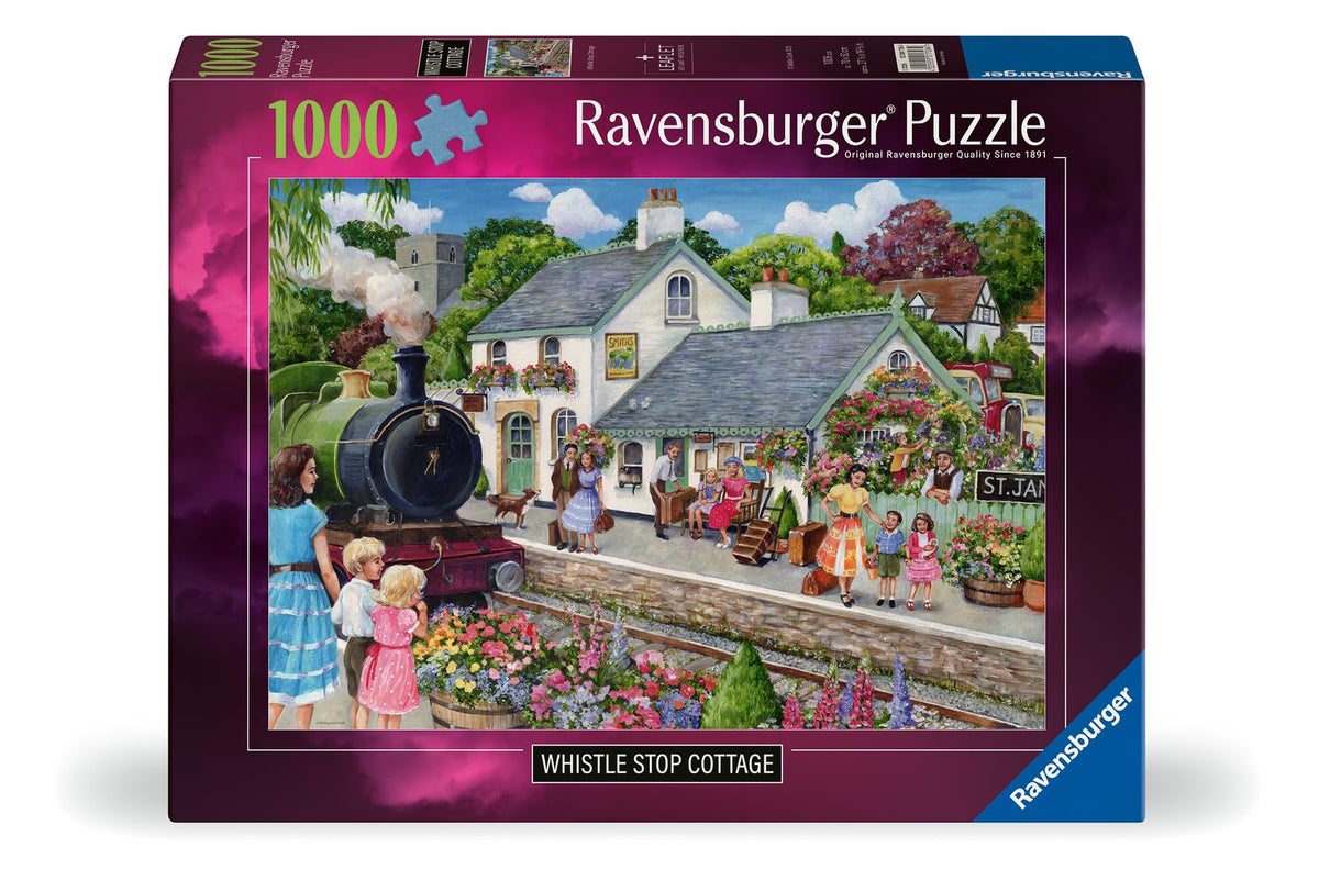 Ravensburger Whistle Stop Cottage puzzle pieces, precision-cut for smooth, satisfying assembly.