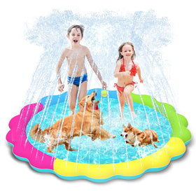 Raxurt 67in dog splash pad provides ample space for dogs and kids to play safely.