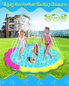 Raxurt dog splash pad shows anti-slip texture for secure outdoor play.