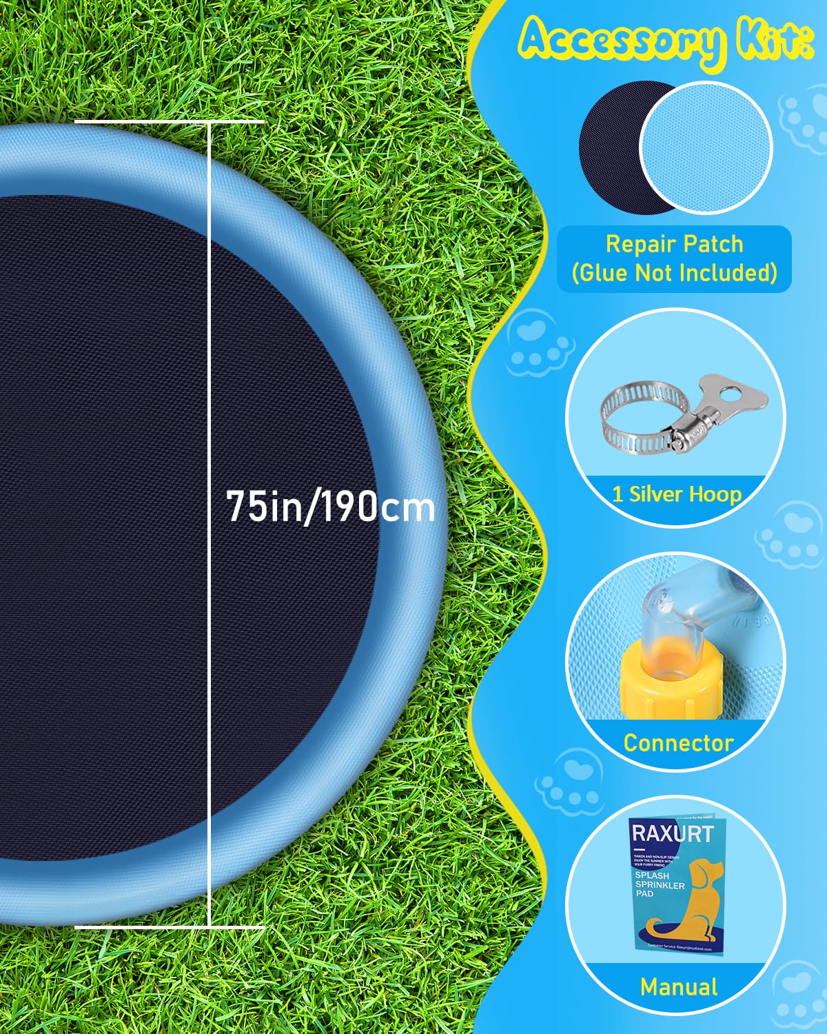Raxurt Splash Pad 0.55mm thick material withstands paws and playful activity.
