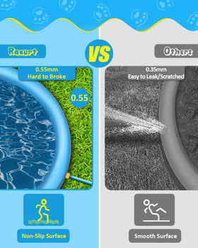 Raxurt Splash Pad bottom inlet design reduces leaks during use.