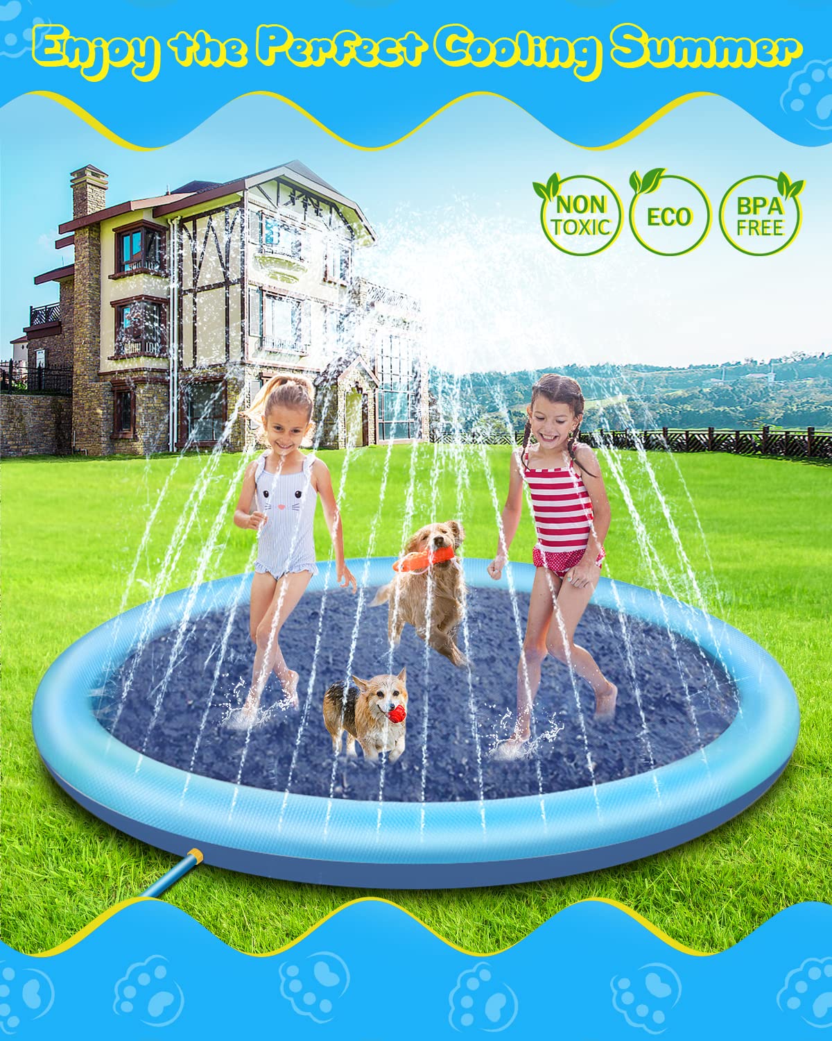 Raxurt Splash Pad non-slip texture enhances grip during water play.