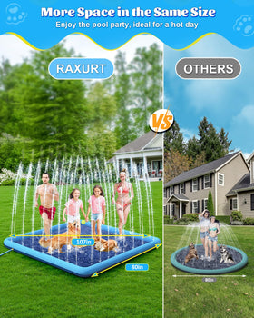 Raxurt Splash Pad non-slip surface keeps kids and dogs steady during water play.