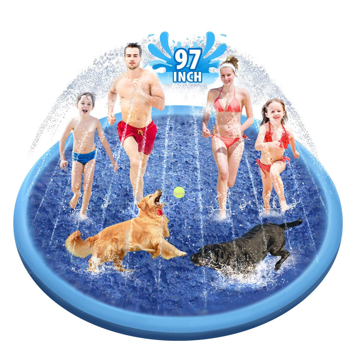 Raxurt Splash Sprinkler Pad 97in provides cooling space for dogs and kids