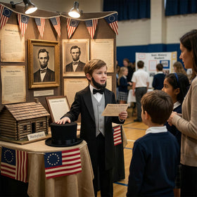 Rayekrot Abraham Lincoln costume shirt front with necktie for easy assembly.