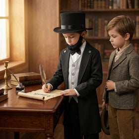 Rayekrot Abraham Lincoln costume tall hat for classic silhouette.