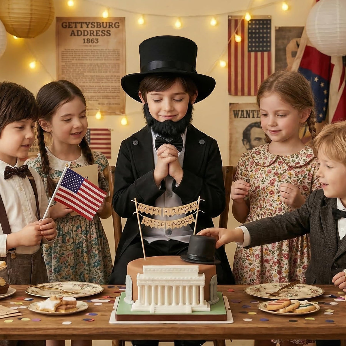 Rayekrot Abraham Lincoln costume trousers offering comfortable fit for kids.