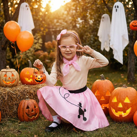 Rayekrot child wearing the 50s costume demonstrates a ready-to-play party look.