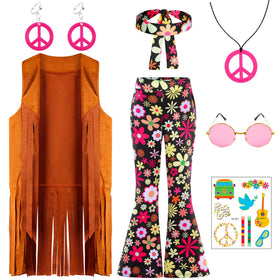 Rayekrot hippie flare pants provide flexible movement for active Halloween fun.