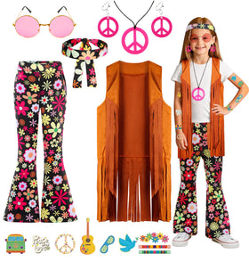 Rayekrot girls hippie fringe undershirt for retro cosplay and party outfits.