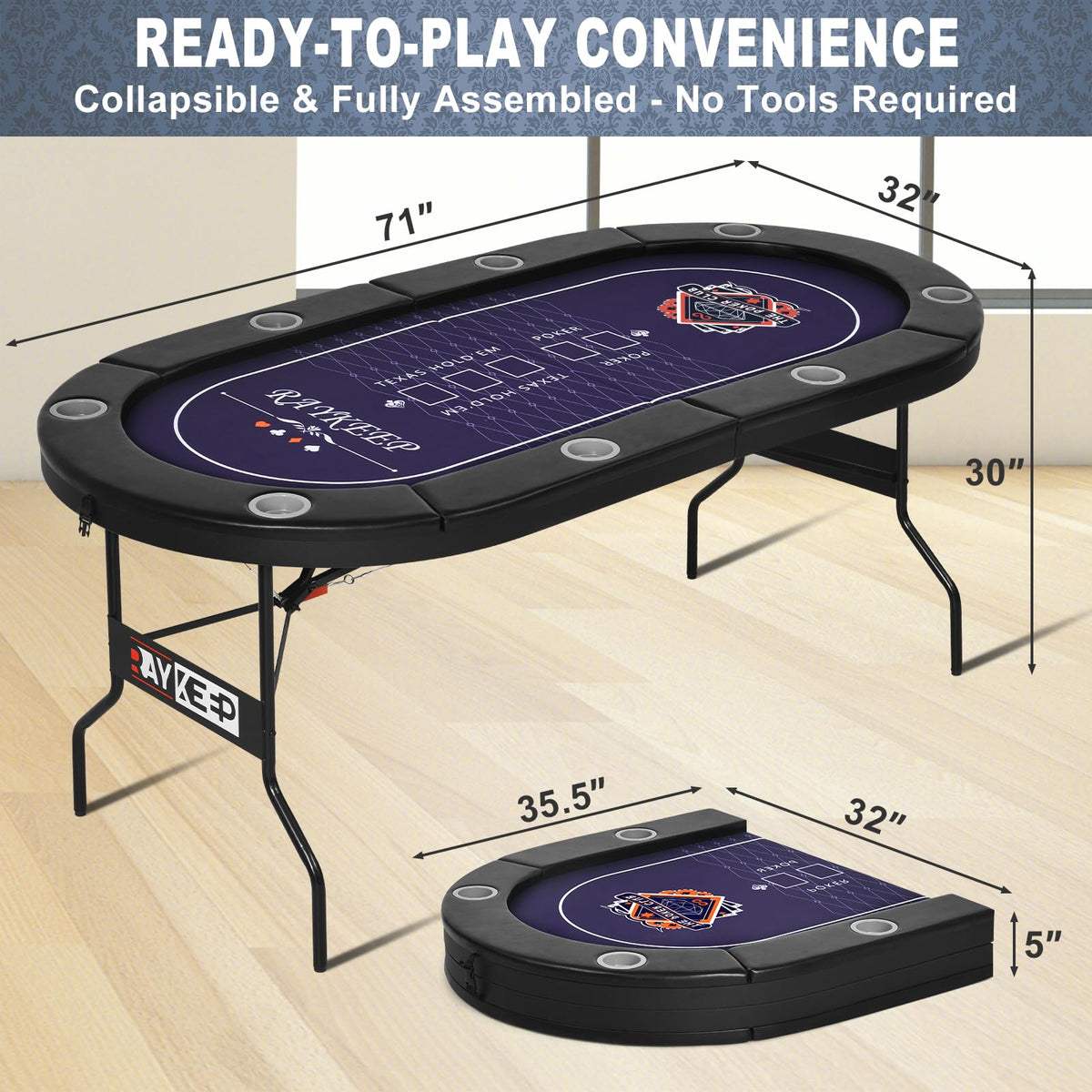 RAYKEEP portable table suitable for home games and travel.